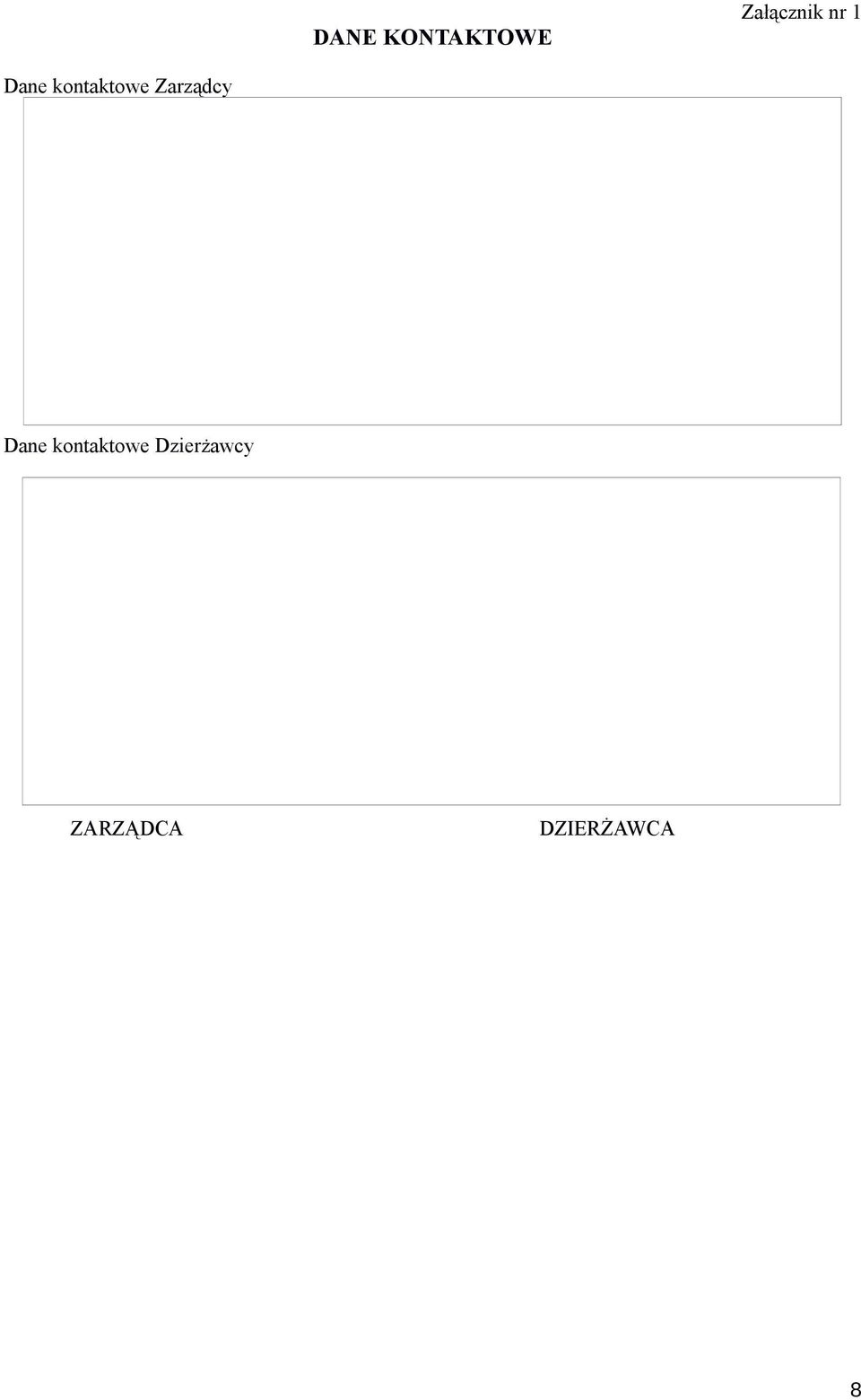 Zarządcy Dane kontaktowe