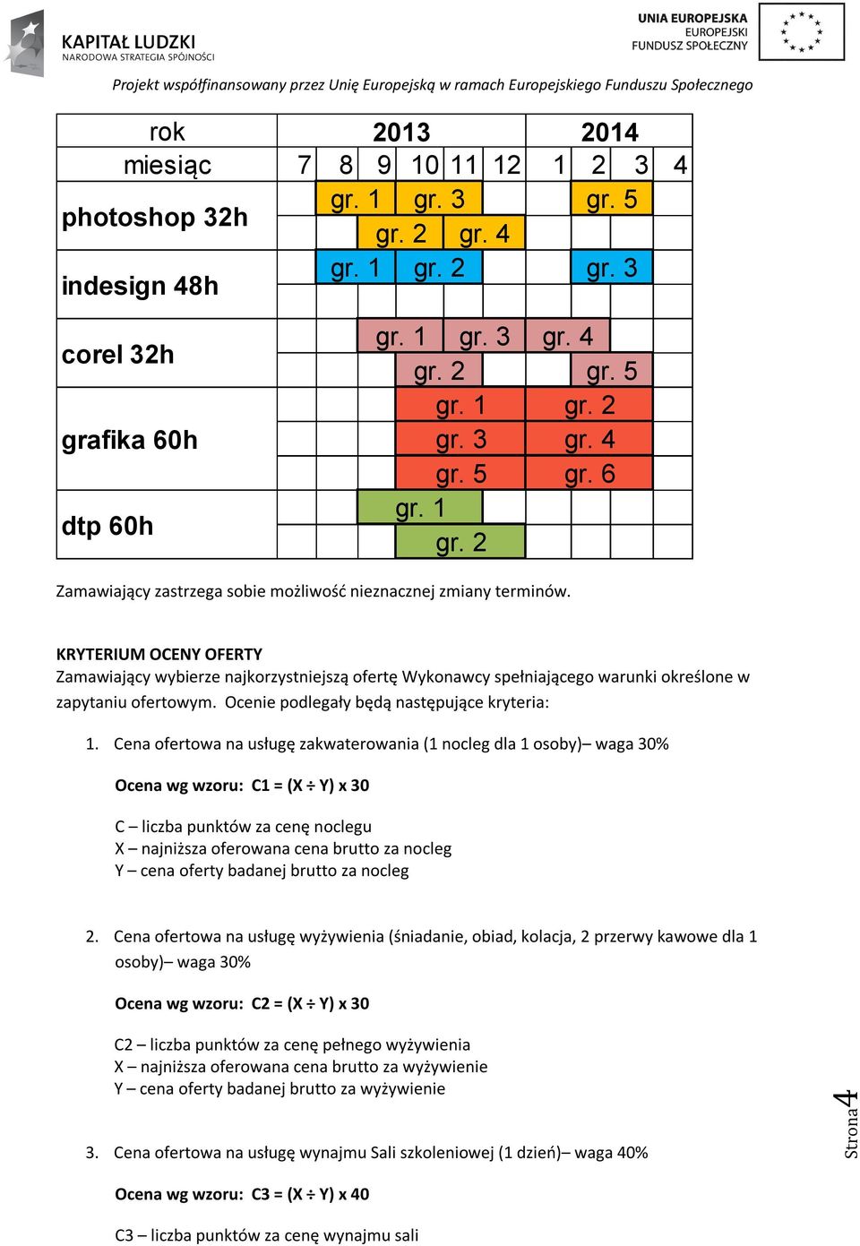 KRYTERIUM OCENY OFERTY Zamawiający wybierze najkorzystniejszą ofertę Wykonawcy spełniającego warunki określone w zapytaniu ofertowym. Ocenie podlegały będą następujące kryteria: 1.