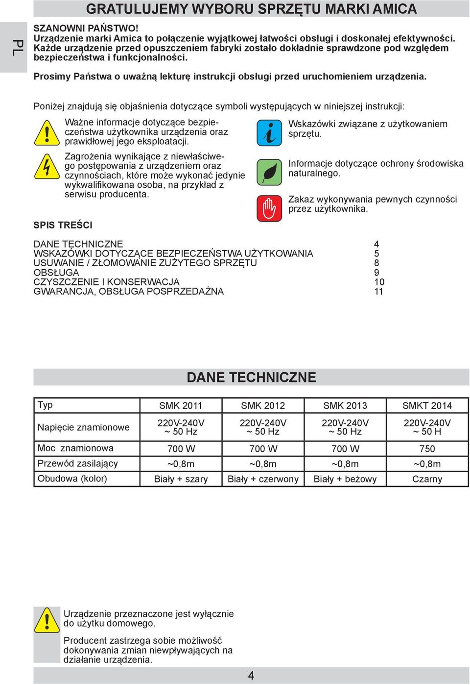 Prosimy Państwa o uważną lekturę instrukcji obsługi przed uruchomieniem urządzenia.