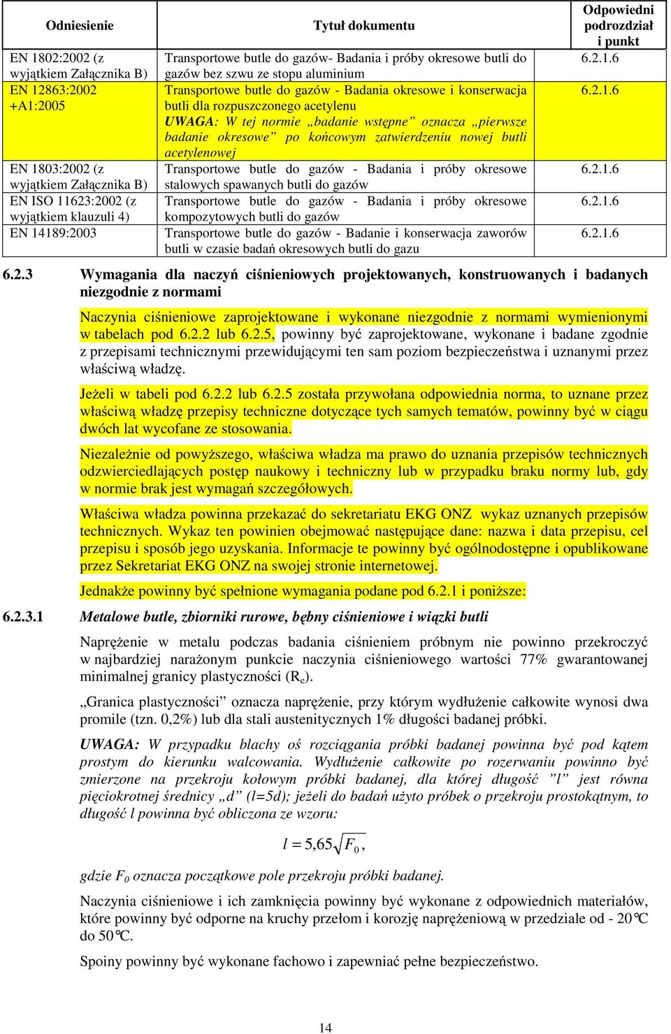 W tej normie badanie wstępne oznacza pierwsze badanie okresowe po końcowym zatwierdzeniu nowej butli acetylenowej Transportowe butle do gazów - Badania i próby okresowe stalowych spawanych butli do