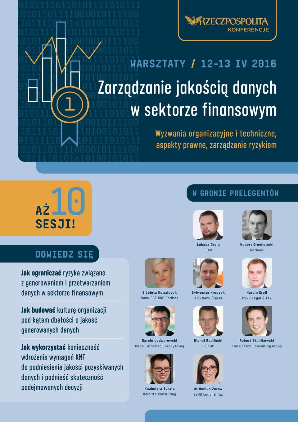BNP Paribas Sylwester Kroczek ING Bank Śląski Marcin Kroll BSWW Legal & Tax Jak budować kulturę organizacji pod kątem dbałości o jakość generowanych danych Jak wykorzystać konieczność wdrożenia