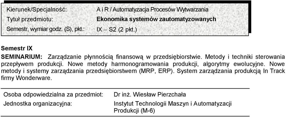 Metody i techniki sterowania przepływem produkcji.