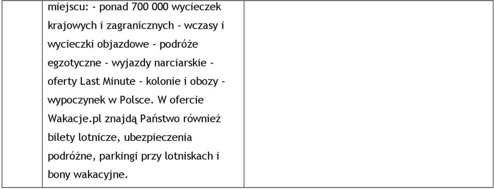 Minute - kolonie i obozy - wypoczynek w Polsce. W ofercie Wakacje.