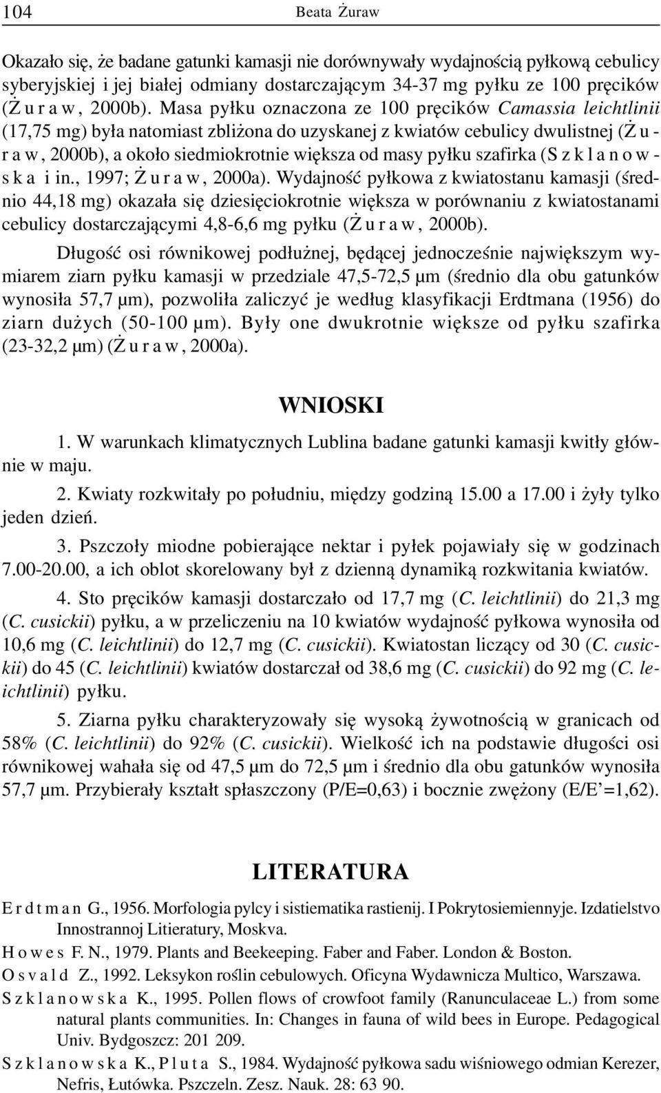 py³ku szafirka (Szklanows k a i in., 1997; uraw, 2000a).