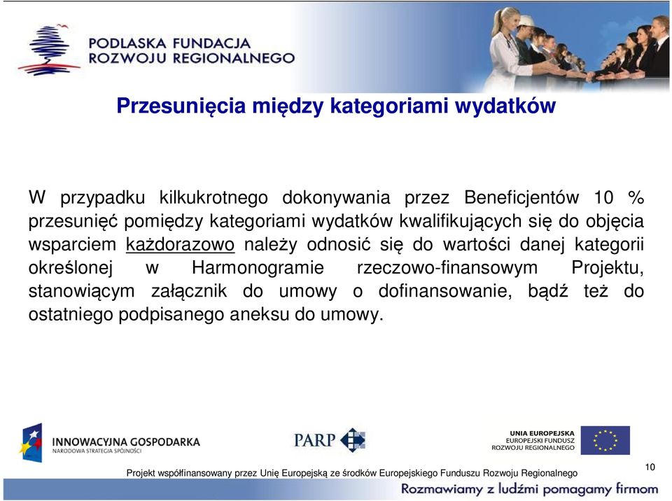 nale y odnosi si do warto ci danej kategorii okre lonej w Harmonogramie rzeczowo-finansowym