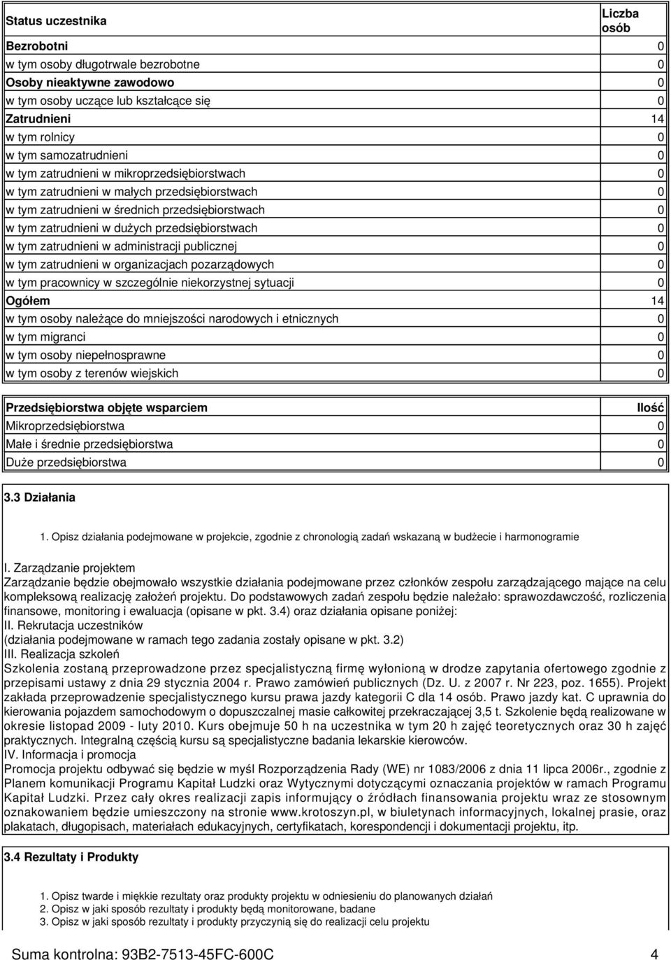 przedsiębiorstwach 0 w tym zatrudnieni w administracji publicznej 0 w tym zatrudnieni w organizacjach pozarządowych 0 w tym pracownicy w szczególnie niekorzystnej sytuacji 0 Ogółem 14 w tym osoby