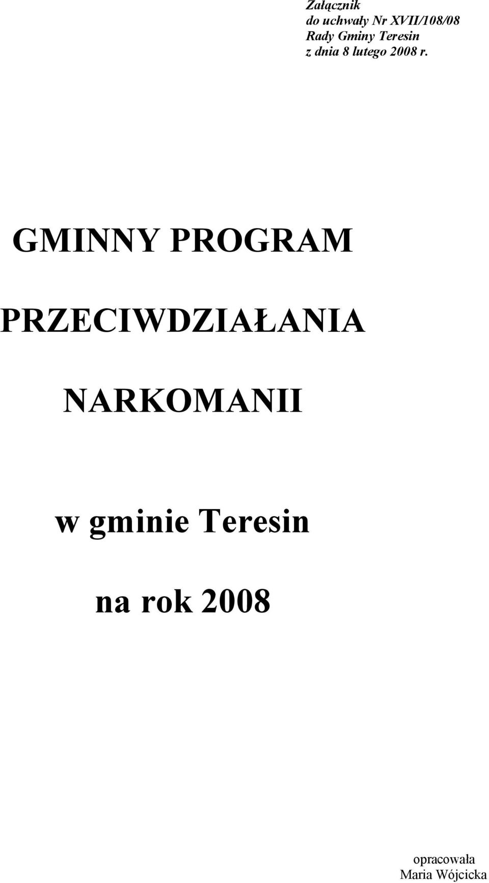 GMINNY PROGRAM PRZECIWDZIAŁANIA NARKOMANII