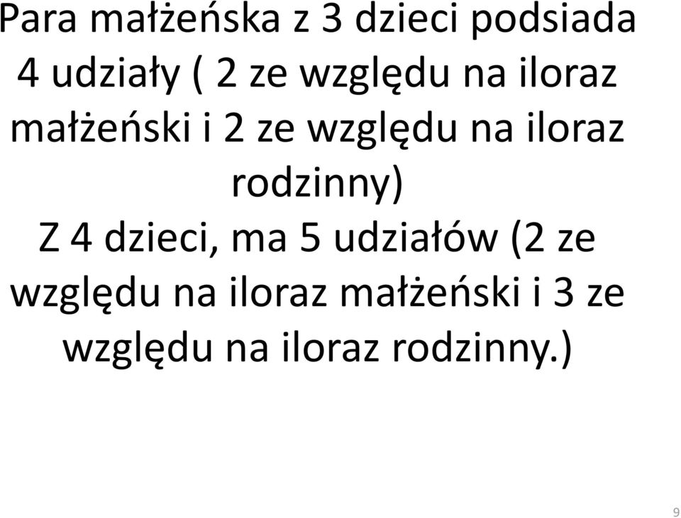 rodzinny) Z 4 dzieci, ma 5 udziałów (2 ze względu na