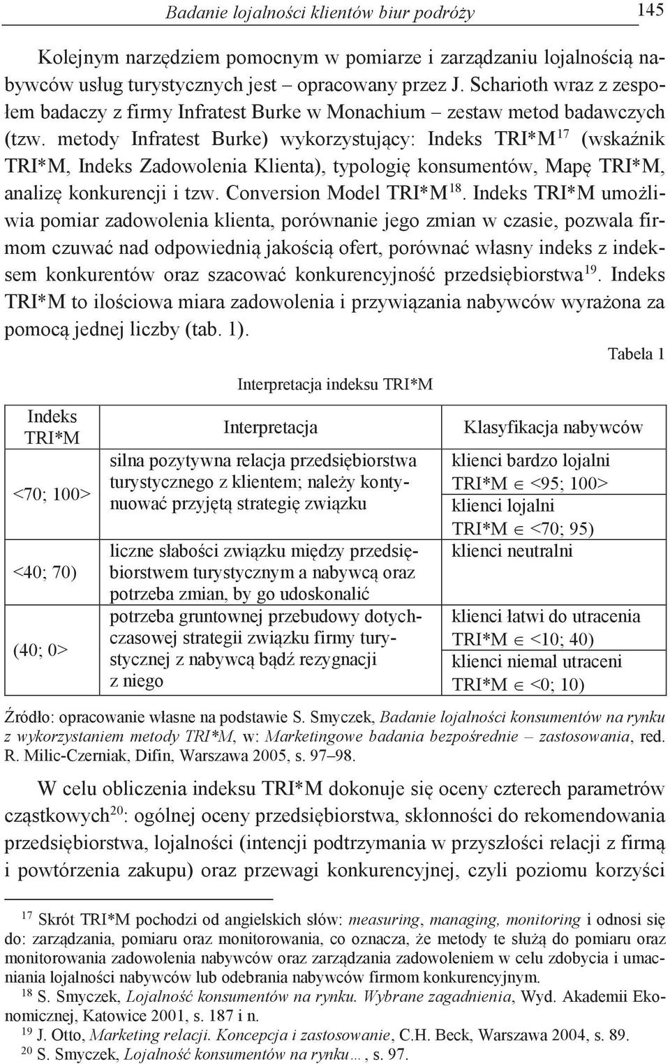 metody Infratest Burke) wykorzystujący: Indeks TRI*M 17 (wskaźnik TRI*M, Indeks Zadowolenia Klienta), typologię konsumentów, Mapę TRI*M, analizę konkurencji i tzw. Conversion Model TRI*M 18.