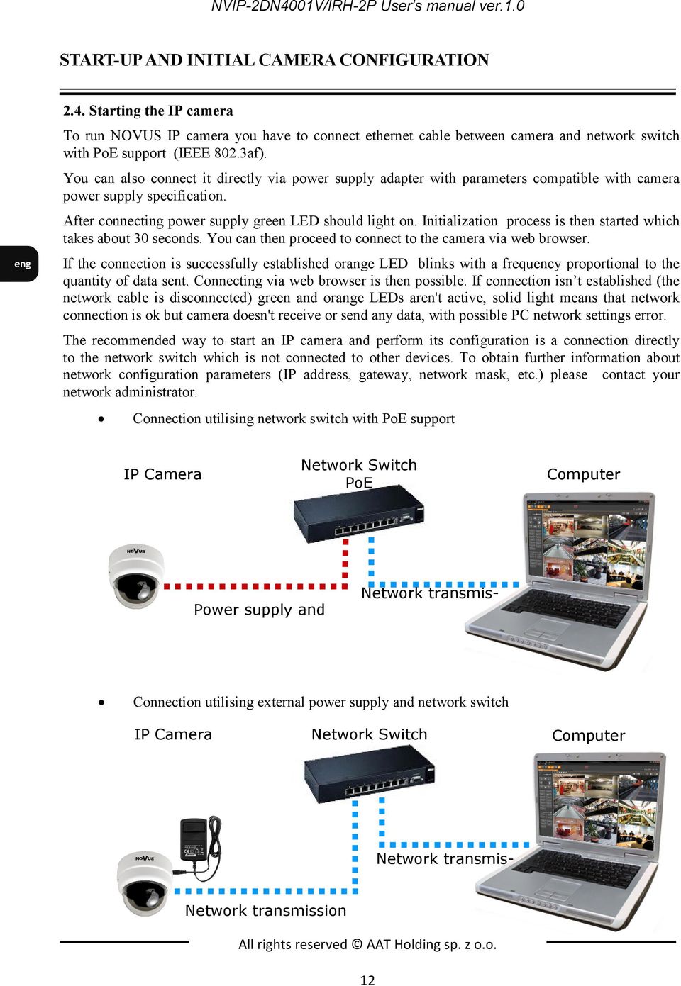 Initialization process is then started which takes about 30 seconds. You can then proceed to connect to the camera via web browser.