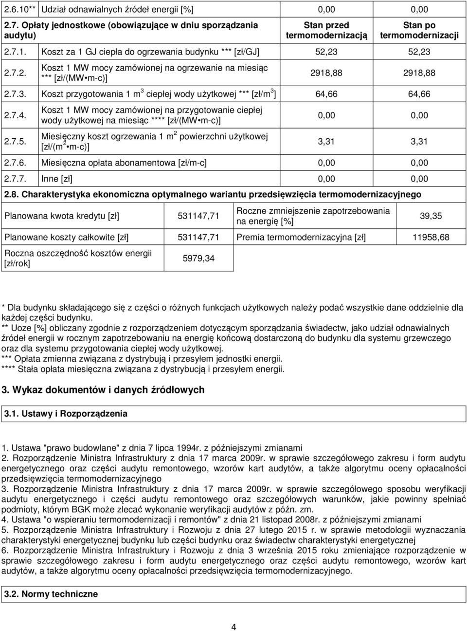 Koszt 1 MW mocy zamówionej na przygotowanie ciepłej wody użytkowej na miesiąc **** [zł/(mw m-c)] Miesięczny koszt ogrzewania 1 m 2 powierzchni użytkowej [zł/(m 2 m-c)] 0,00 0,00 3,31 3,31 2.7.6.