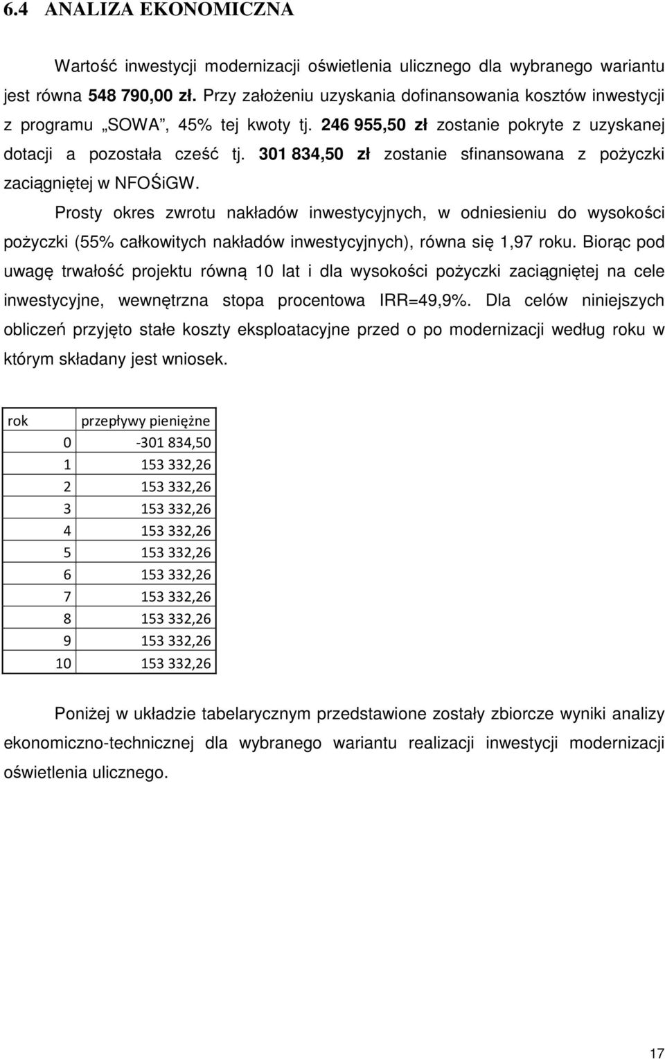301 834,50 zł zostanie sfinansowana z pożyczki zaciągniętej w NFOŚiGW.
