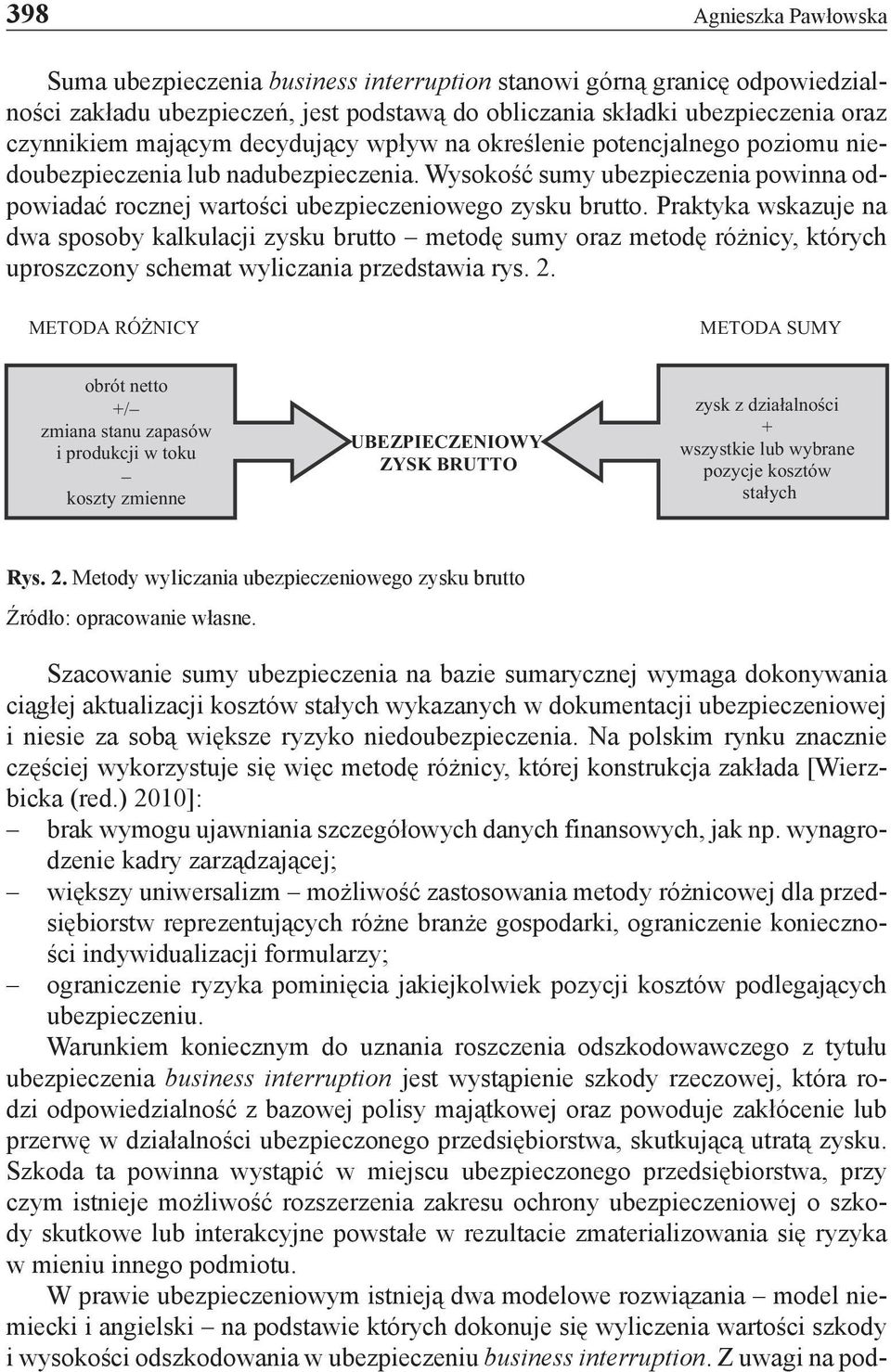 Praktyka wskazuje na dwa sposoby kalkulacji zysku brutto metodę sumy oraz metodę różnicy, których uproszczony schemat wyliczania przedstawia rys. 2.