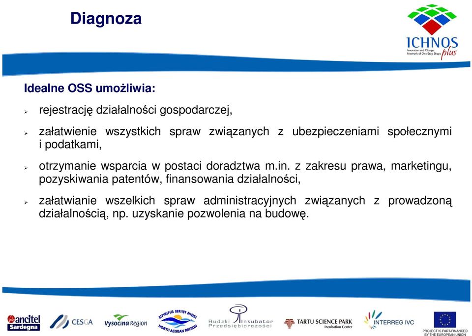 z zakresu prawa, marketingu, pozyskiwania patentów, finansowania działalności, załatwianie