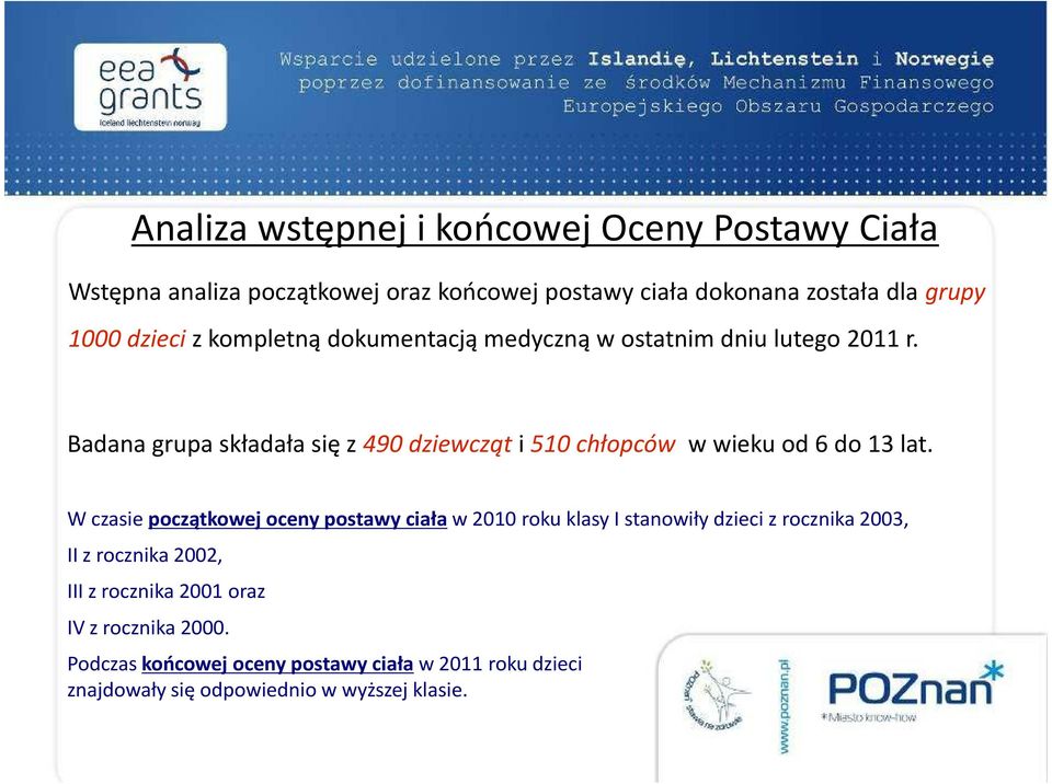 Badana grupa składała się z 490 dziewcząti 510 chłopców w wieku od 6 do 13 lat.