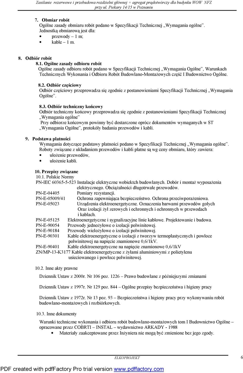 m. 8. Odbiór robót 8.1.