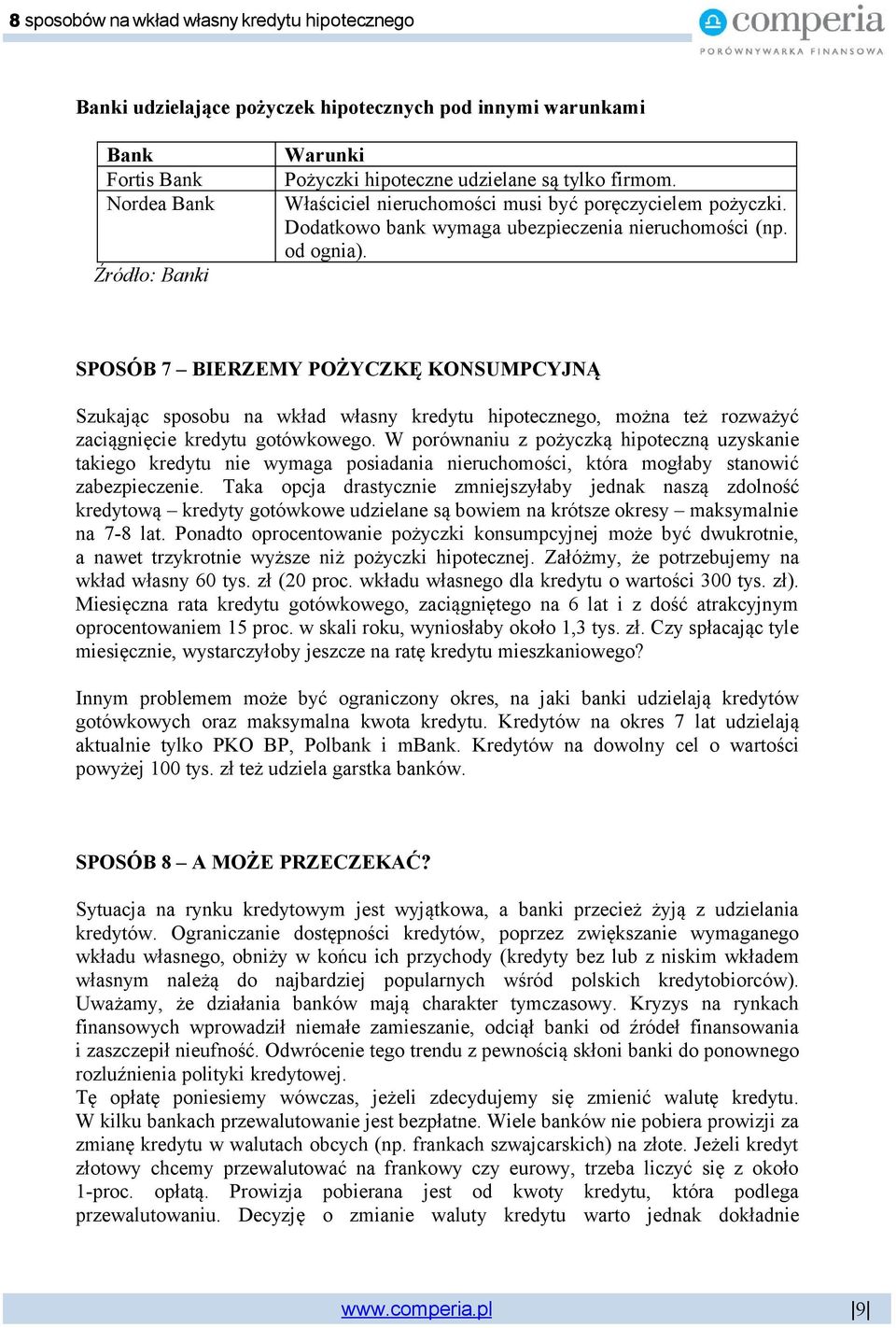 SPOSÓB 7 BIERZEMY POŻYCZKĘ KONSUMPCYJNĄ Szukając sposobu na wkład własny kredytu hipotecznego, można też rozważyć zaciągnięcie kredytu gotówkowego.