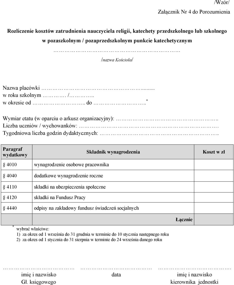 . Paragraf wydatkowy Składnik wynagrodzenia Koszt w zł 4010 wynagrodzenie osobowe pracownika 4040 dodatkowe wynagrodzenie roczne 4110 składki na ubezpieczenia społeczne 4120 składki na Fundusz Pracy