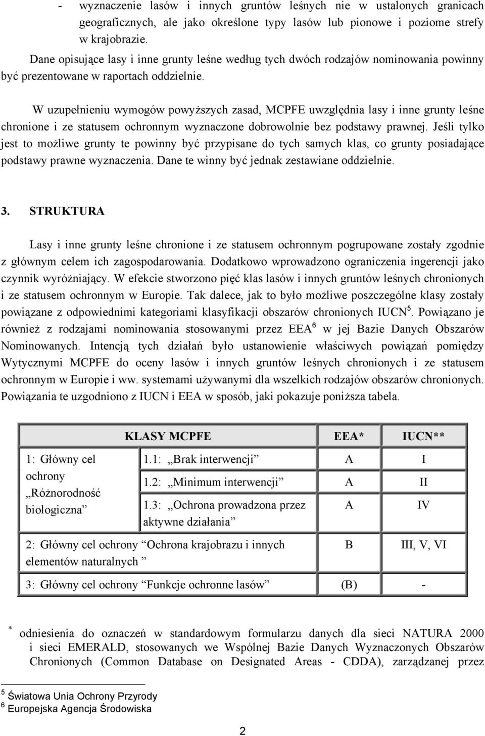 W uzupełnieniu wymogów powyższych zasad, MCPFE uwzględnia lasy i inne grunty leśne chronione i ze statusem ochronnym wyznaczone dobrowolnie bez podstawy prawnej.