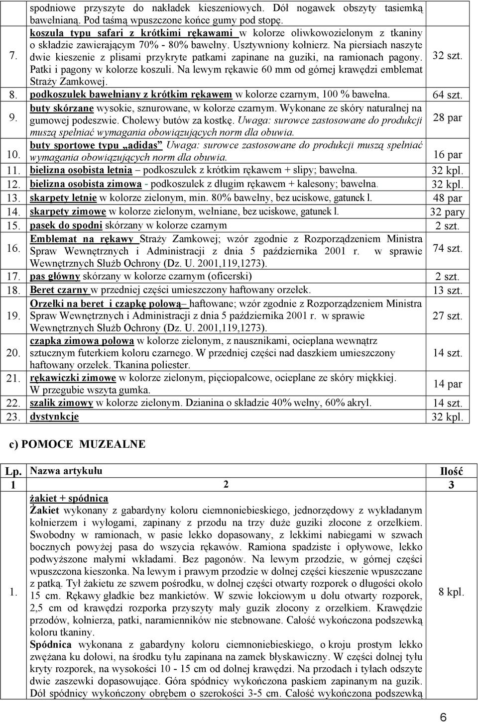 Na piersiach naszyte dwie kieszenie z plisami przykryte patkami zapinane na guziki, na ramionach pagony. 32 szt. Patki i pagony w kolorze koszuli.
