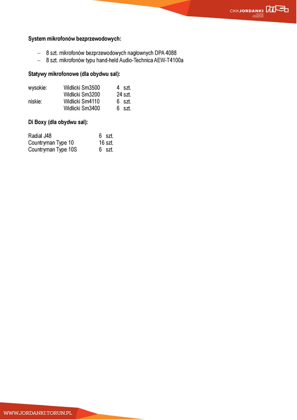 Widlicki Sm3500 4 szt. Widlicki Sm3200 24 szt. niskie: Widlicki Sm4110 6 szt.