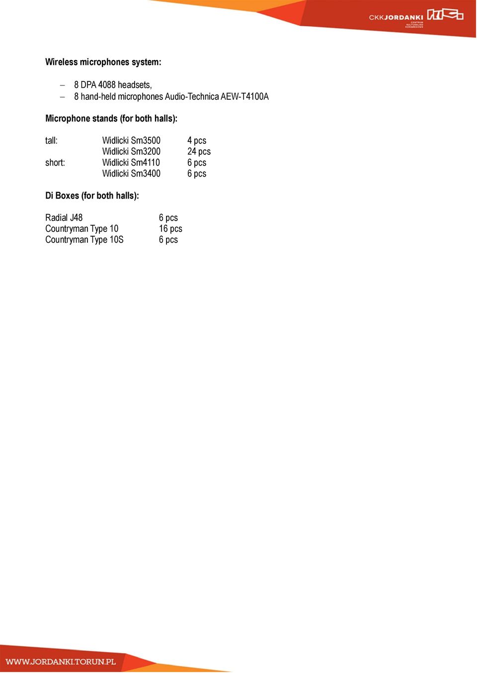 4 pcs Widlicki Sm3200 24 pcs short: Widlicki Sm4110 6 pcs Widlicki Sm3400 6 pcs Di