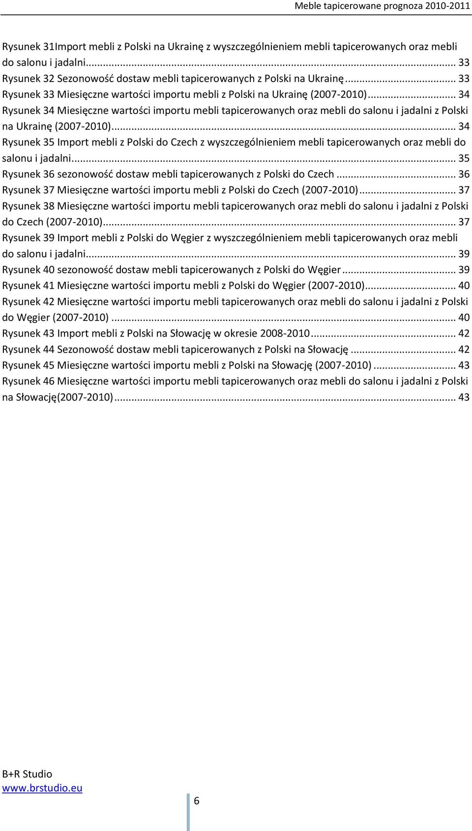 .. 34 Rysunek 34 Miesięczne wartości importu mebli tapicerowanych oraz mebli do salonu i jadalni z Polski na Ukrainę (2007-2010).