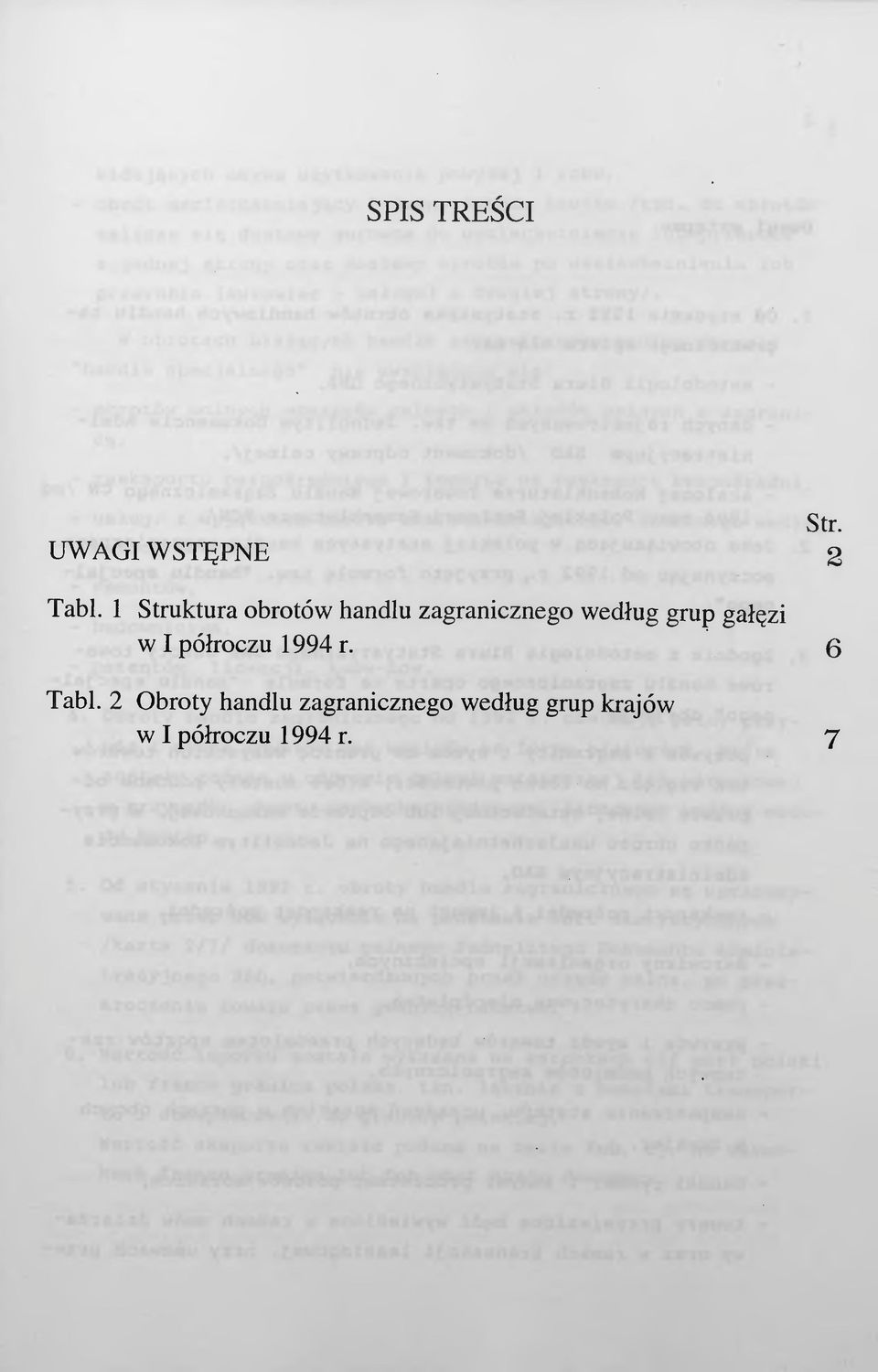 grup gałęzi w I półroczu 1994 r. ß Tabl.