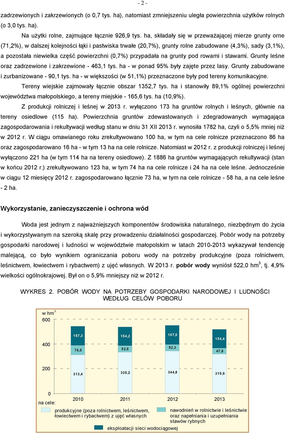 (0,7%) przypadała na grunty pod rowami i stawami. Grunty leśne oraz zadrzewione i zakrzewione - 463,1 tys. ha - w ponad 95% były zajęte przez lasy. Grunty zabudowane i zurbanizowane - 90,1 tys.