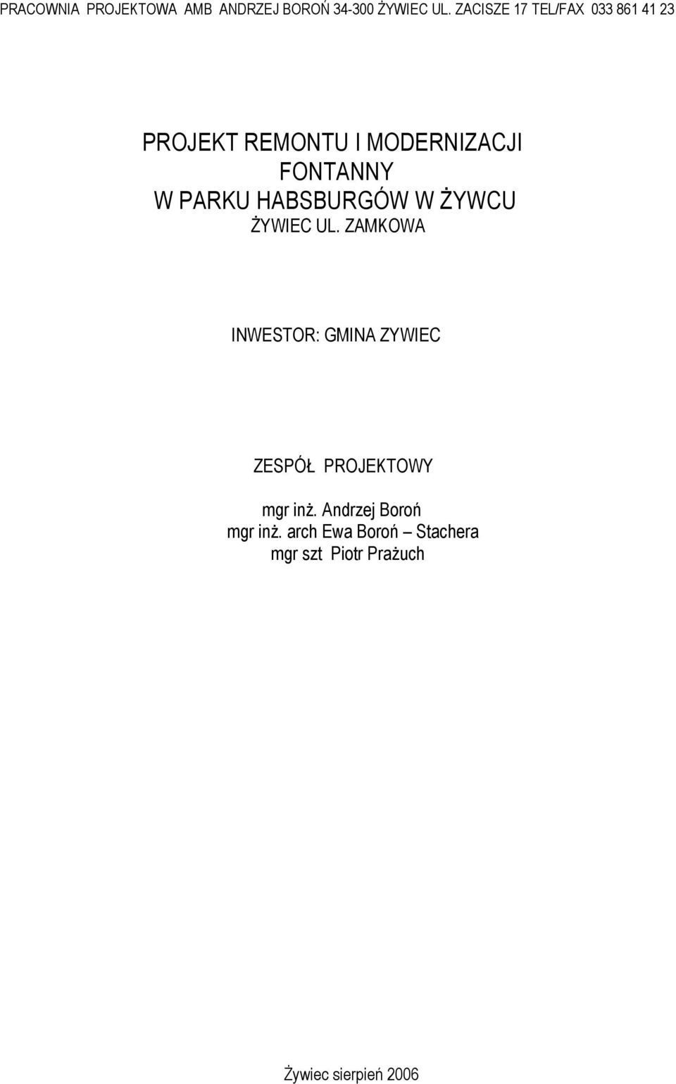PARKU HABSBURGÓW W ŻYWCU ŻYWIEC UL.
