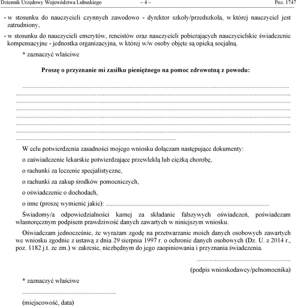 nauczycielskie świadczenie kompensacyjne - jednostka organizacyjna, w której w/w osoby objęte są opieką socjalną.