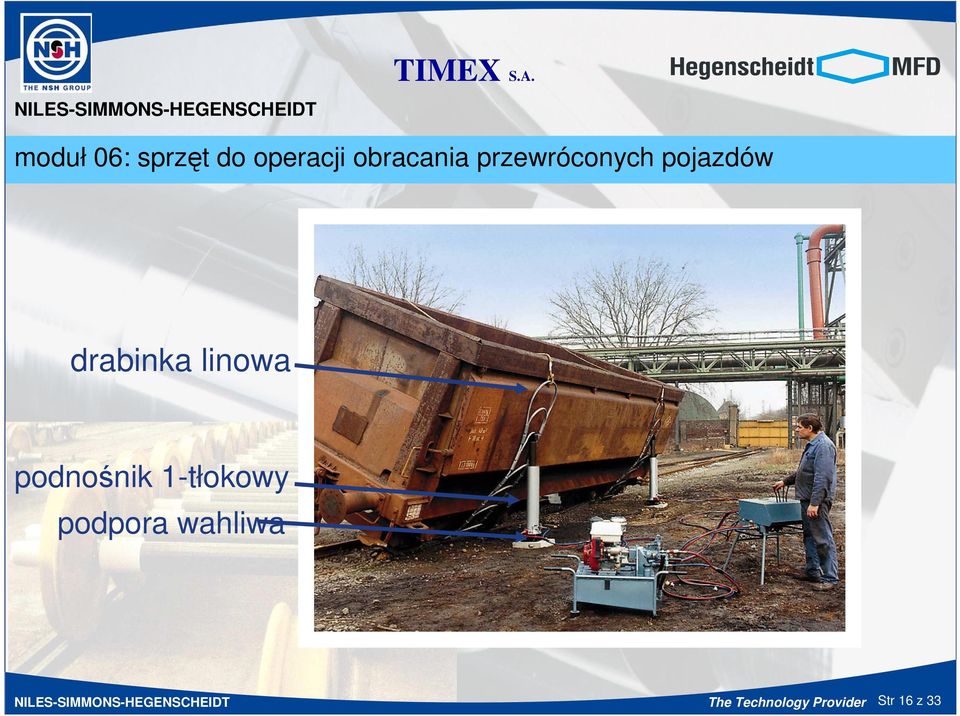 podnośnik 1-tłokowy podpora wahliwa