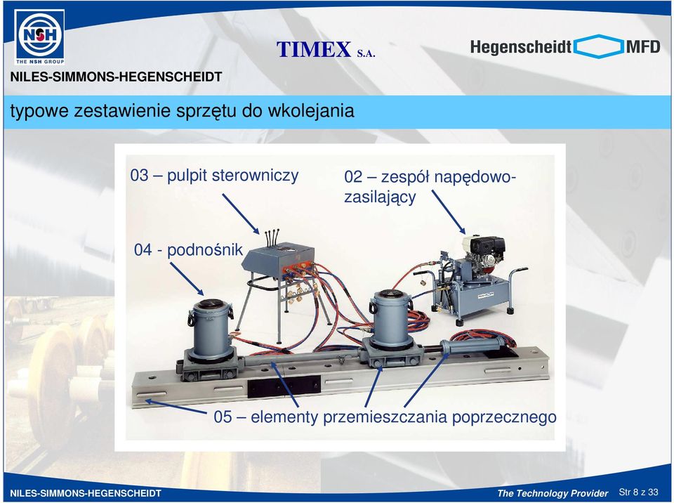 podnośnik 05 elementy przemieszczania poprzecznego