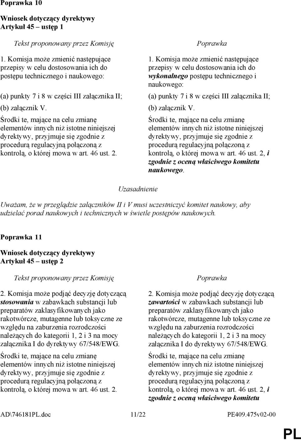 1. Komisja moŝe zmienić następujące przepisy w celu dostosowania ich do wykonalnego postępu technicznego i naukowego: (a) punkty 7 i 8 w części III załącznika II; Środki te, mające na celu zmianę