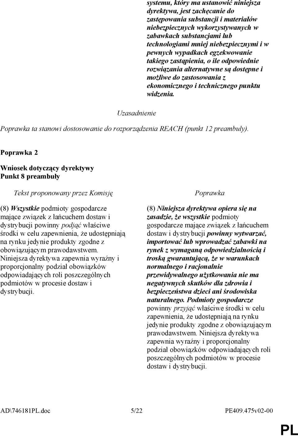 ta stanowi dostosowanie do rozporządzenia REACH (punkt 12 preambuły).