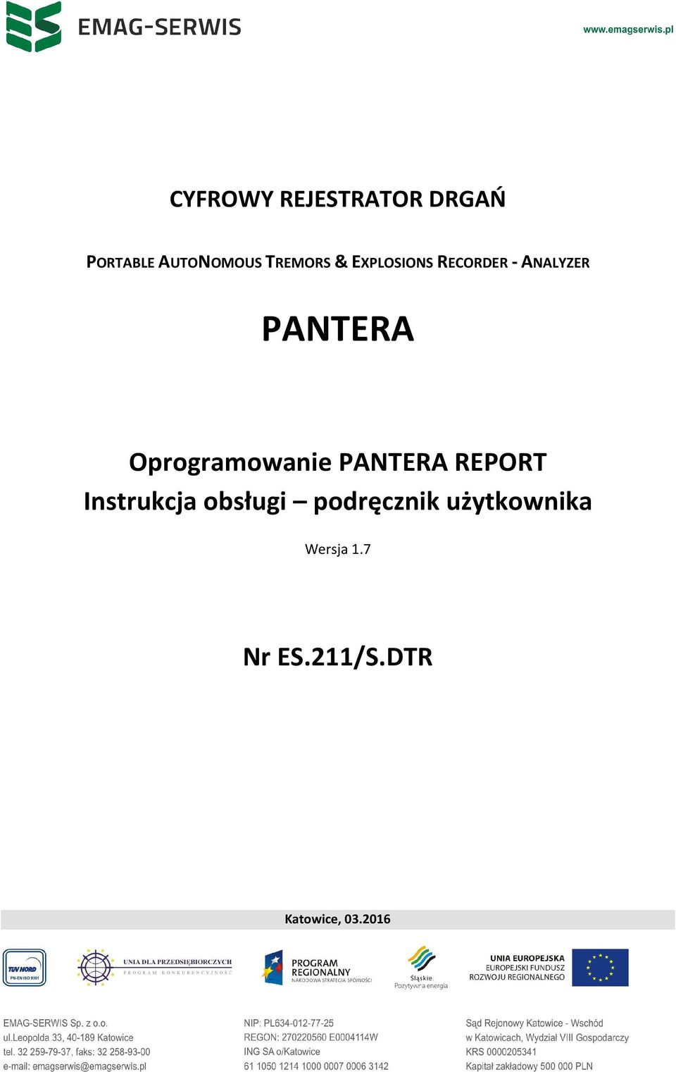 Oprogramowanie PANTERA REPORT Instrukcja obsługi
