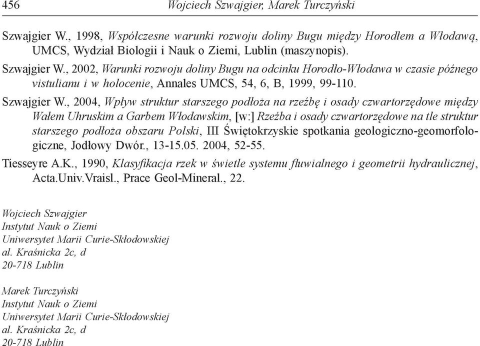 , 2004, Wpływ struktur starszego podłoża na rzeźbę i osady czwartorzędowe między Wałem Uhruskim a Garbem Włodawskim, [w:] Rzeźba i osady czwartorzędowe na tle struktur starszego podłoża obszaru