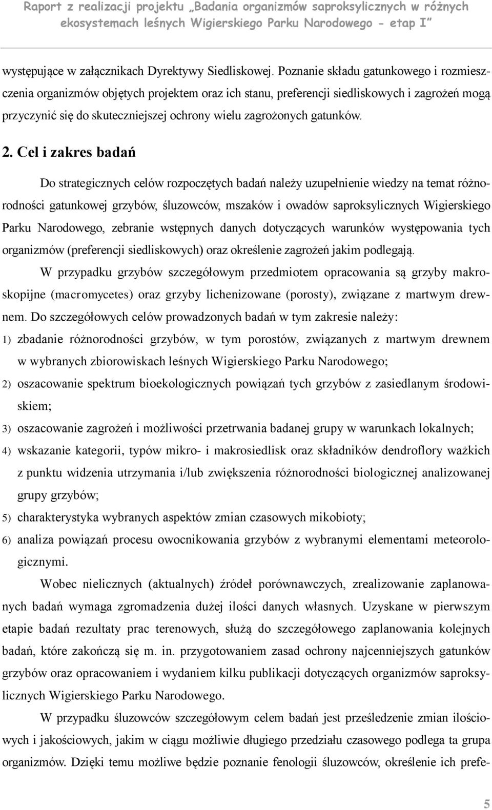 gatunków. 2.