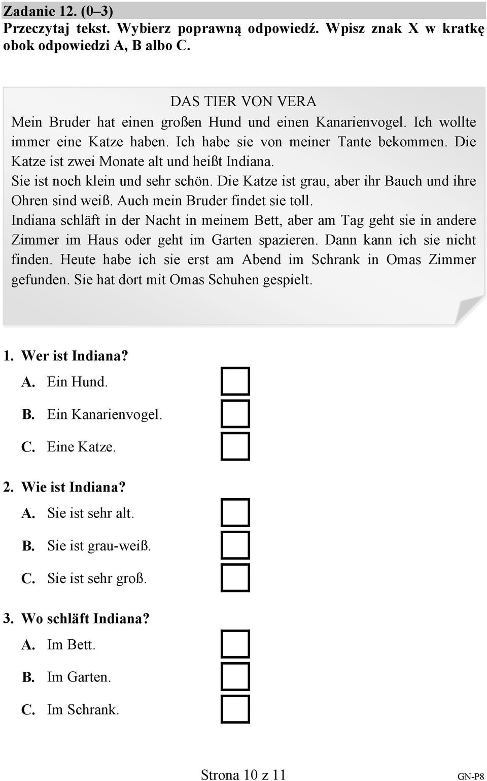 Die Katze ist grau, aber ihr Bauch und ihre Ohren sind weiß. Auch mein Bruder findet sie toll.