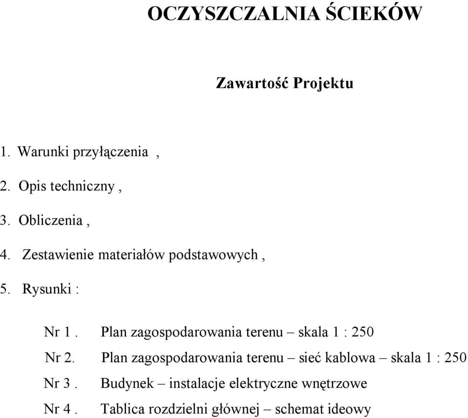 Plan zagospodarowania terenu skala 1 : 250 Nr 2.