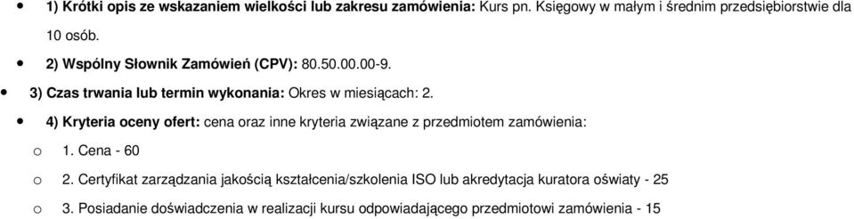 zamówienia: Kurs pn.