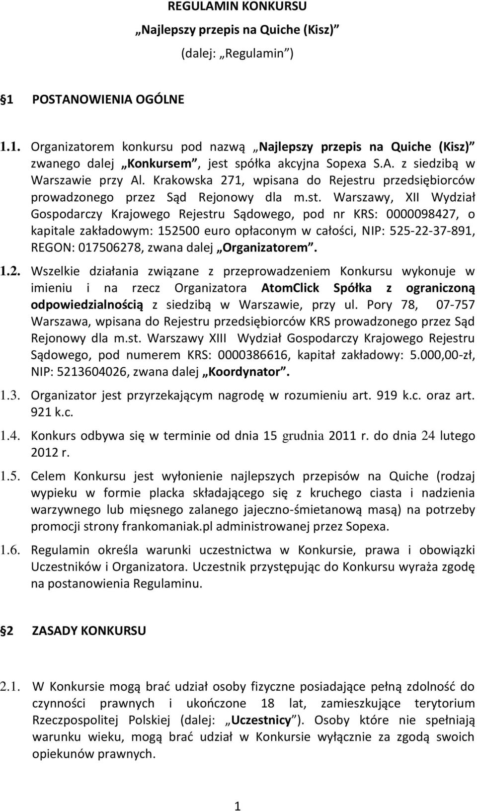 u przedsiębiorców prowadzonego przez Sąd Rejonowy dla m.st.
