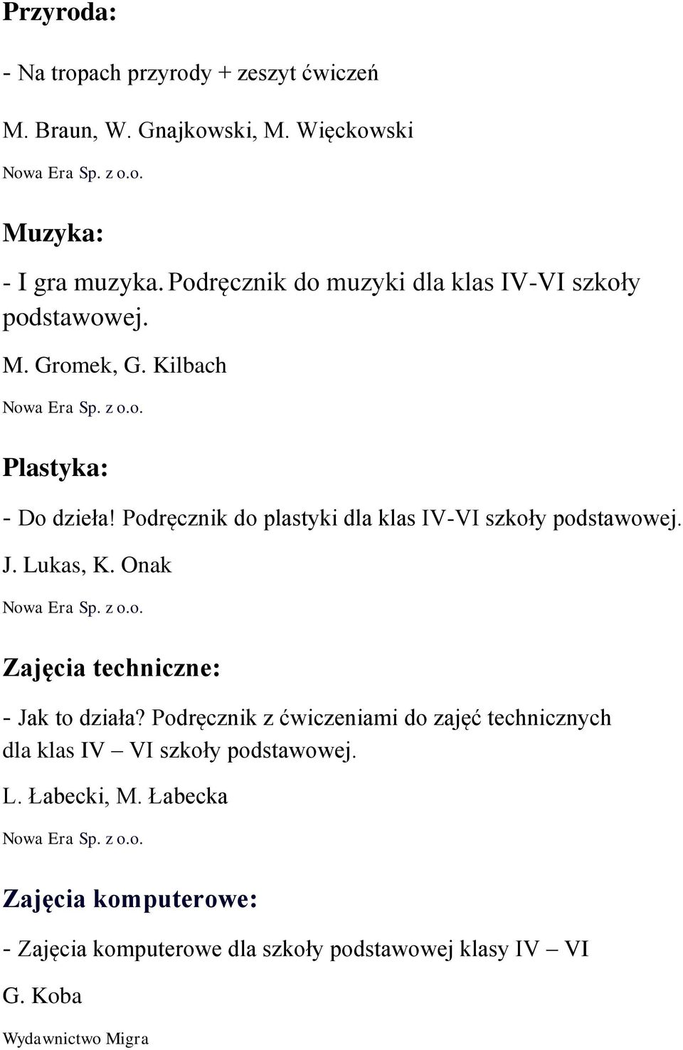 Podręcznik do plastyki dla klas IV-VI szkoły podstawowej. J. Lukas, K. Onak Zajęcia techniczne: - Jak to działa?