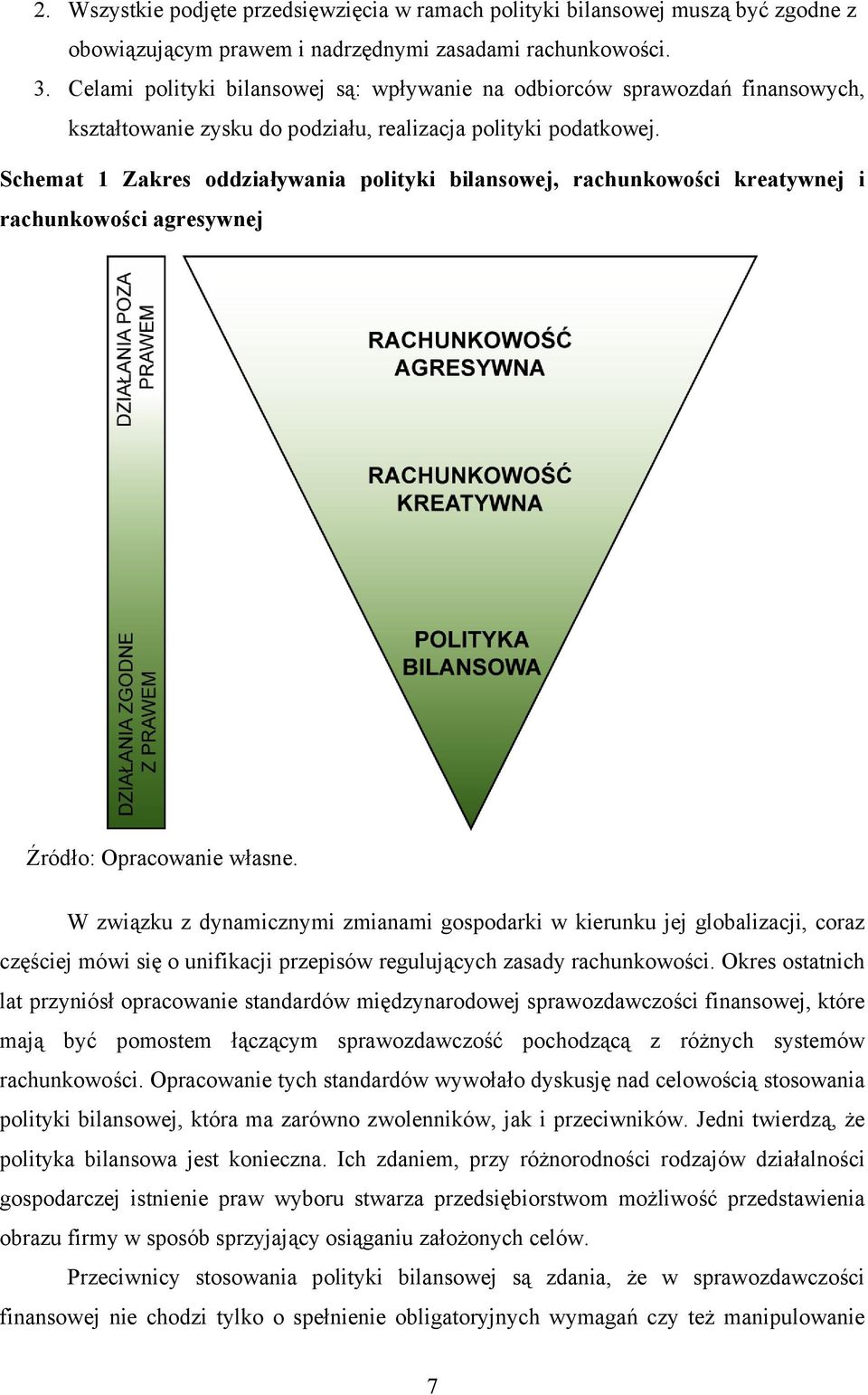 Schemat 1 Zakres oddziaływania polityki bilansowej, rachunkowości kreatywnej i rachunkowości agresywnej Źródło: Opracowanie własne.