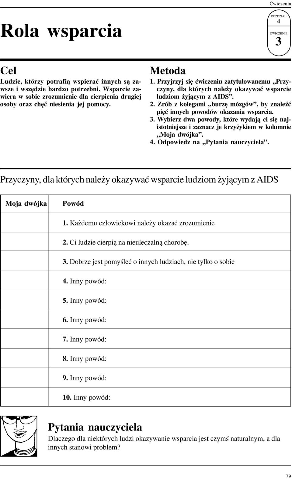 Wybierz dwa powody, które wydaj¹ ci siê najistotniejsze i zaznacz je krzy ykiem w kolumnie Moja dwójka.. Odpowiedz na Pytania nauczyciela.