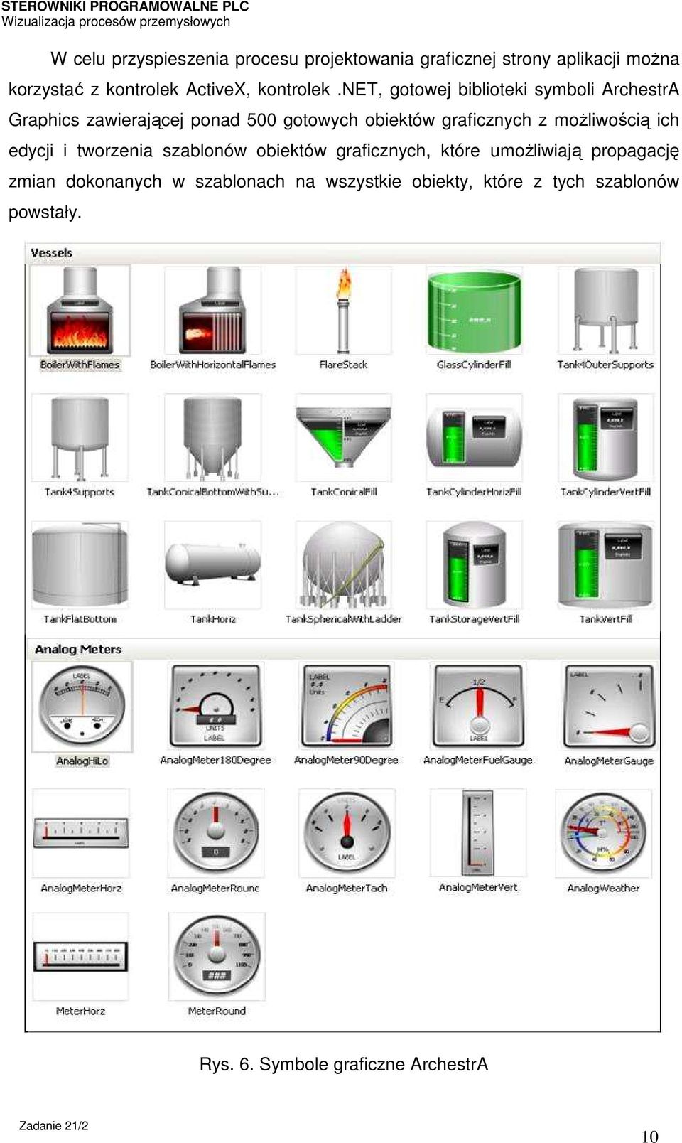 net, gotowej biblioteki symboli ArchestrA Graphics zawierającej ponad 500 gotowych obiektów graficznych z