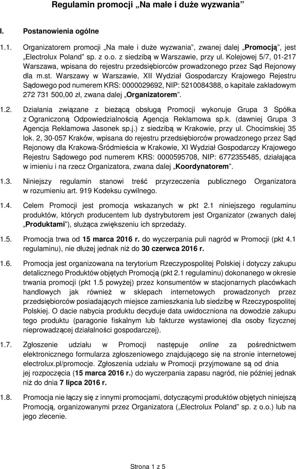 u przedsiębiorców prowadzonego przez Sąd Rejonowy dla m.st.
