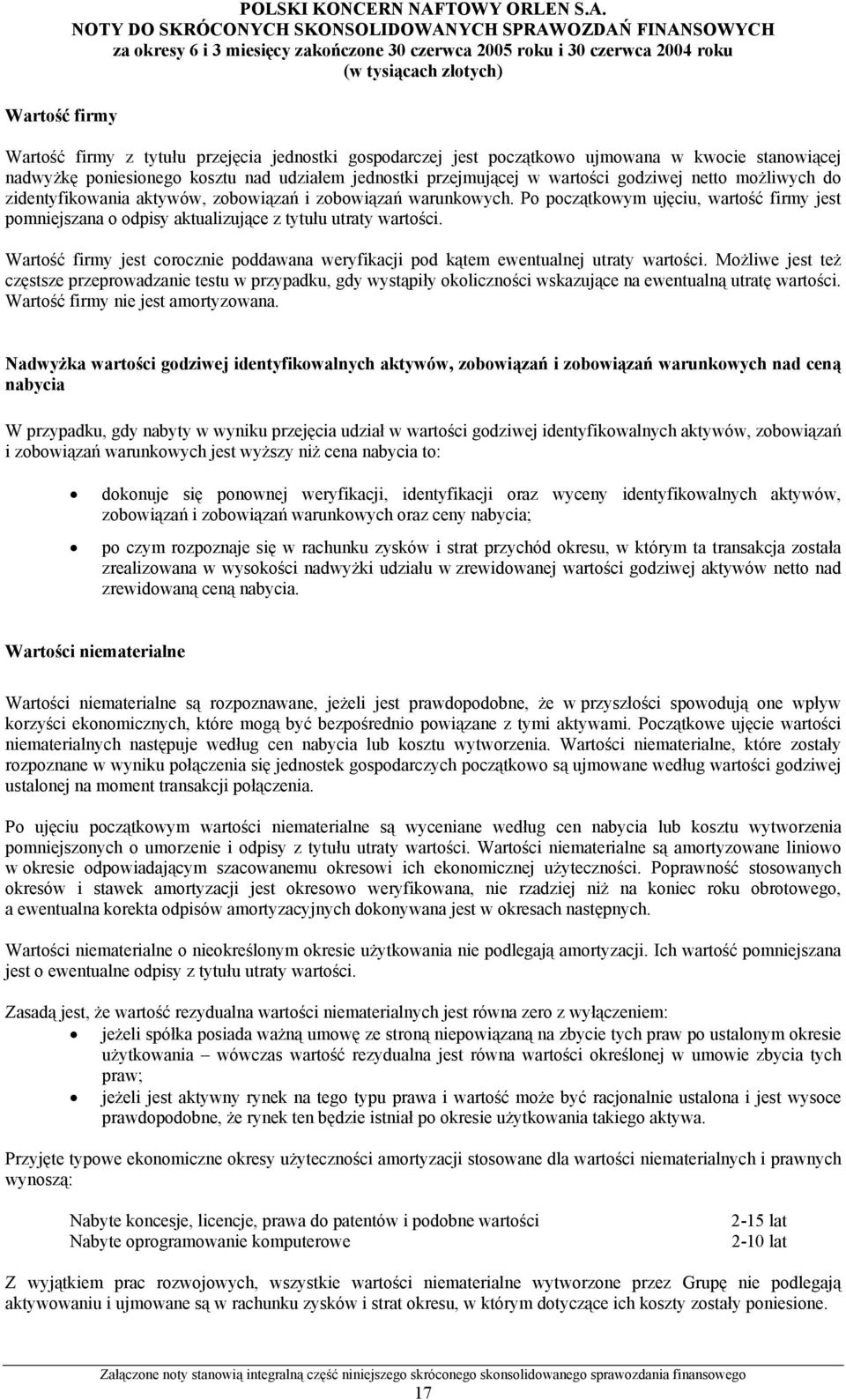 Wartość firmy z tytułu przejęcia jednostki gospodarczej jest początkowo ujmowana w kwocie stanowiącej nadwyżkę poniesionego kosztu nad udziałem jednostki przejmującej w wartości godziwej netto