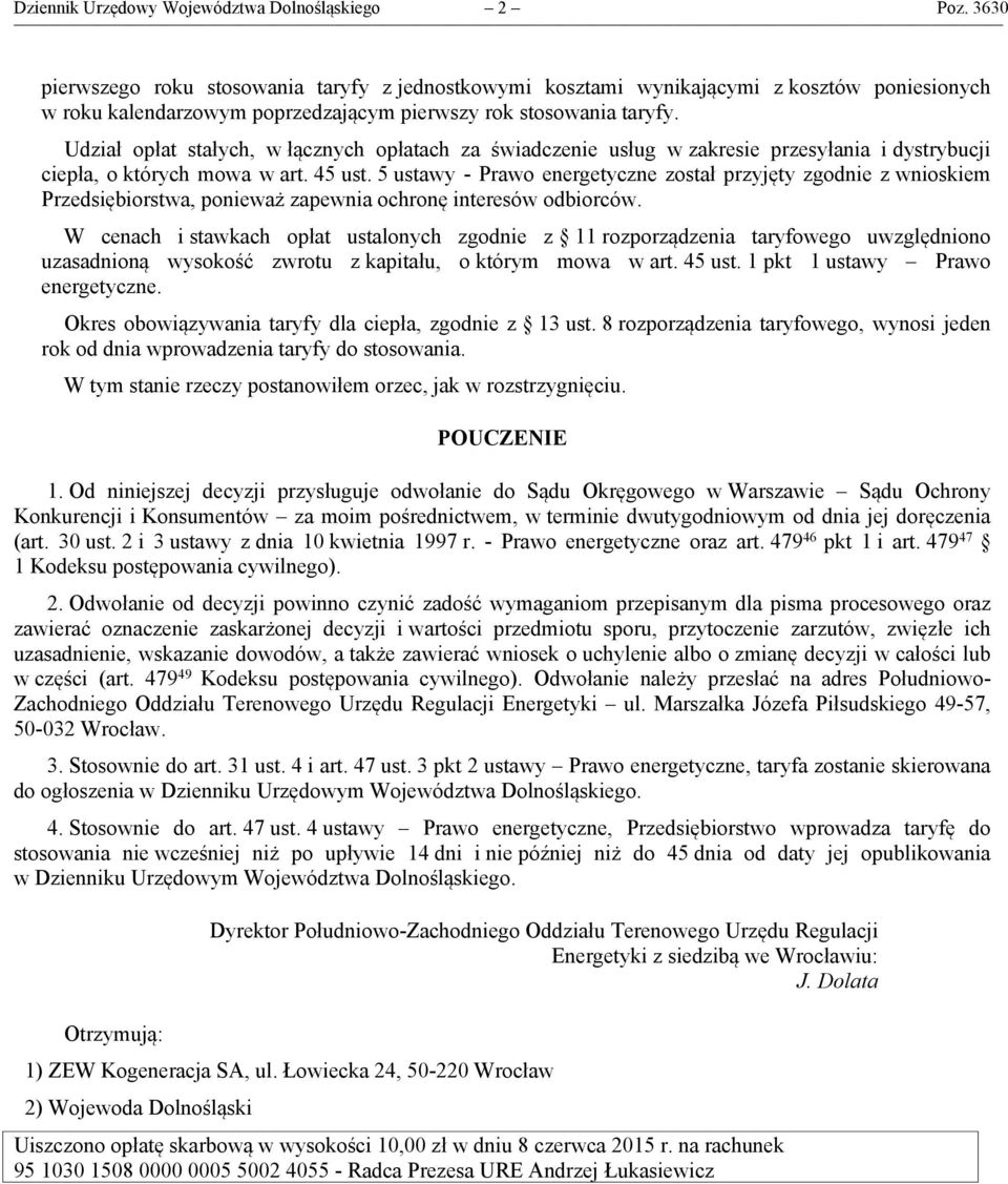 Udział opłat stałych, w łącznych opłatach za świadczenie usług w zakresie przesyłania i dystrybucji ciepła, o których mowa w art. 45 ust.