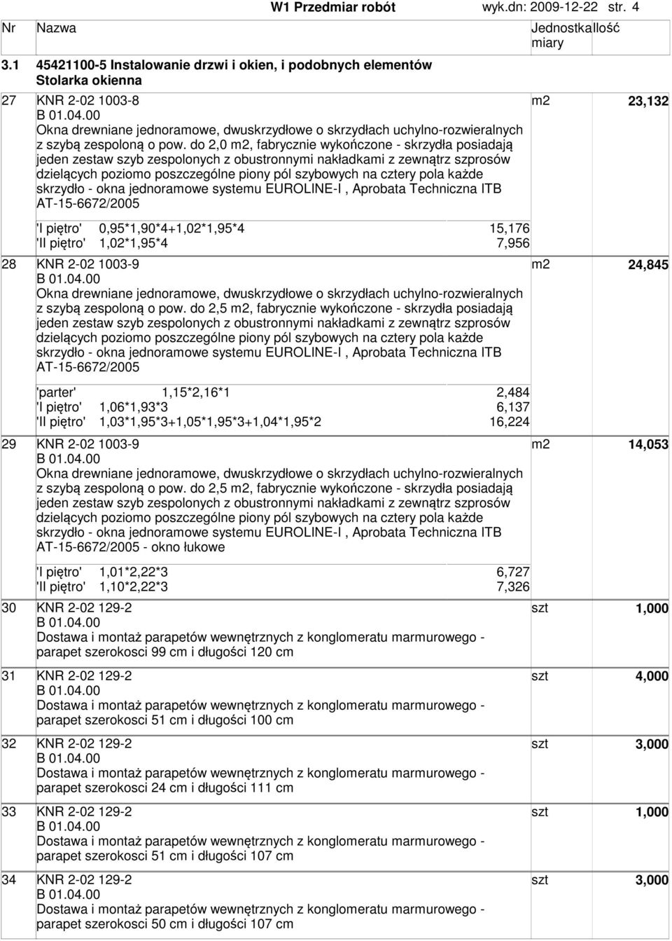 do 2,0, fabrycznie wykończone - skrzydła posiadają jeden zestaw szyb zespolonych z obustronnyi nakładkai z zewnątrz szprosów dzielących pozioo poszczególne piony pól szybowych na cztery pola każde